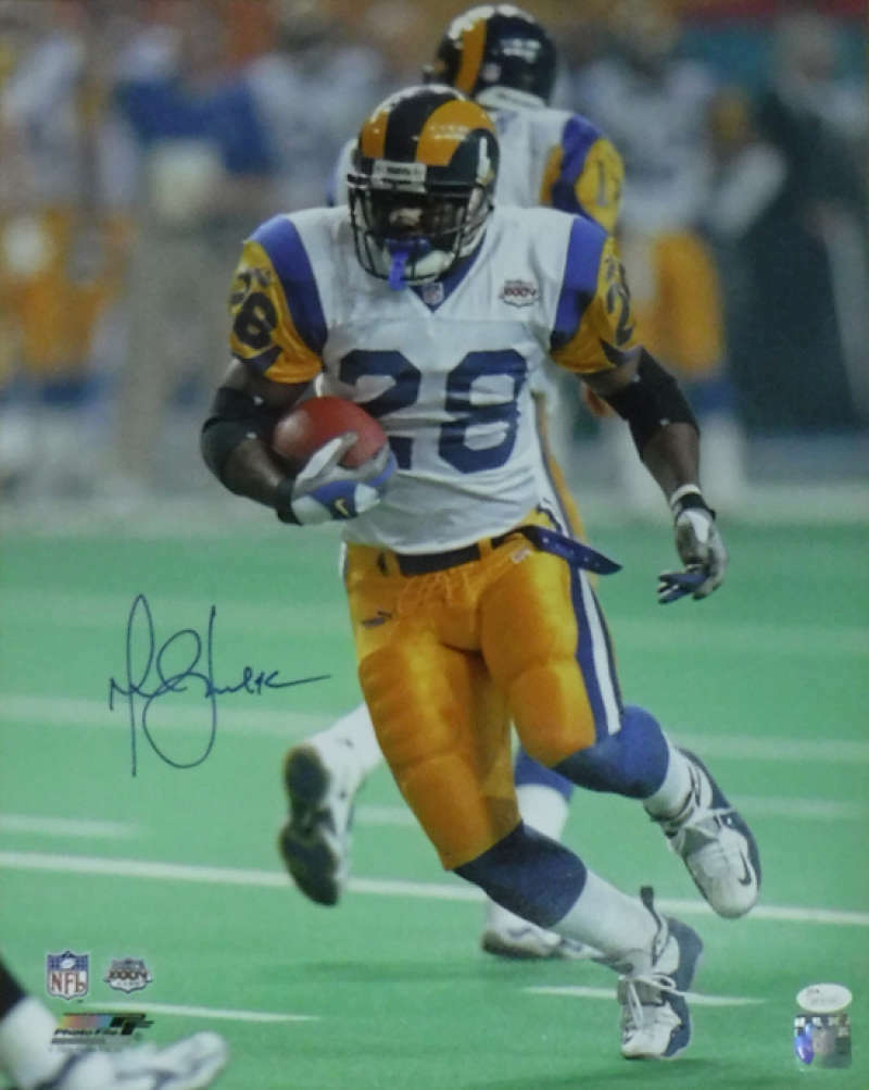 Marshall Faulk St Louis Rams Signed 16x20 Photo - Los Angeles Rams (White Name Only) JSA JSA-Powers Sports Memorabilia