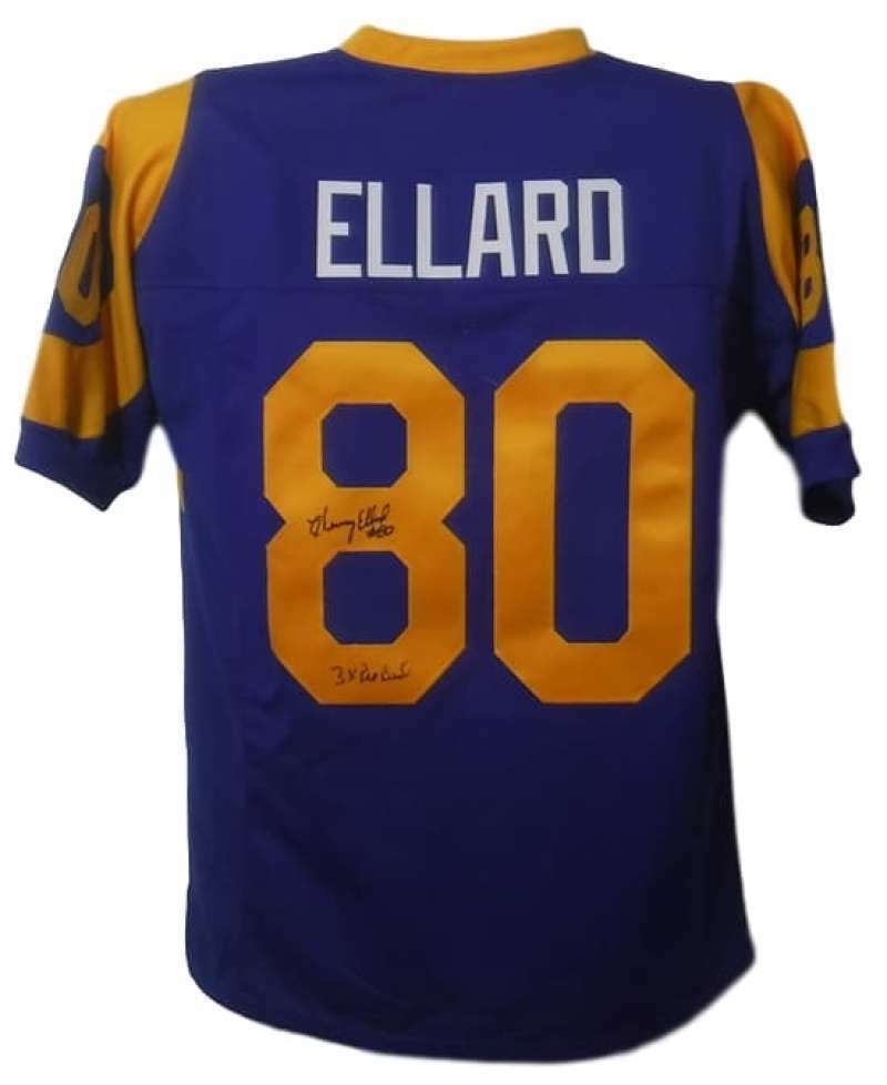 Henry Ellard Los Angeles Rams Custom Blue Size XL Jersey Signed 3x Pro Bowl-Powers Sports Memorabilia