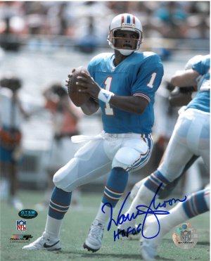 Warren Moon Autographed Houston Oilers 8x10 Photo HOF06 (powder blue jersey)-Powers Sports Memorabilia