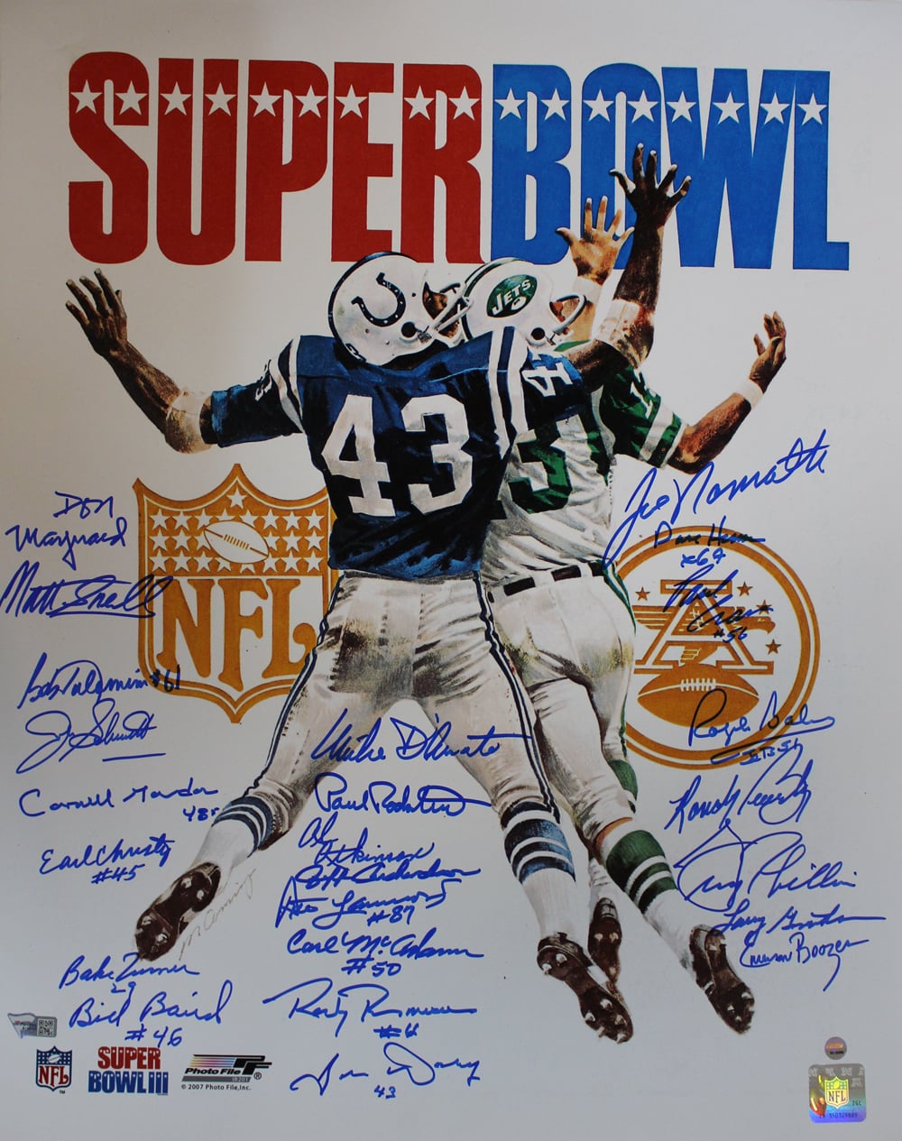 1969 New York Jets Super Bowl III Signed 16x20 Photo 24 Sigs Namath FAN-Powers Sports Memorabilia