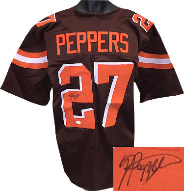 Jabrill Peppers Autographed Brown Custom Stitched Pro Style Football Jersey XL - JSA Hologram-Powers Sports Memorabilia