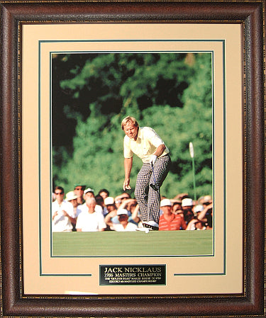 Jack Nicklaus 1986 Masters Champion 16 x 20 Photograph Premium Leather Framing & V-Groove Matting-Powers Sports Memorabilia