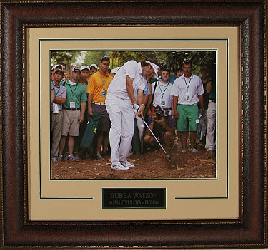Bubba Watson 2012 Masters at Augusta 11 x 14 Pinestraw Photograph - Premium Leather Framing & V-Groove Matting-Powers Sports Memorabilia