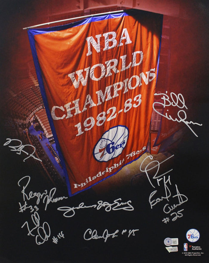 1983 Philadelphia 76ers Champions Signed 16x20 Photo 8 Sigs Erving FAN – Beckett Authenticated