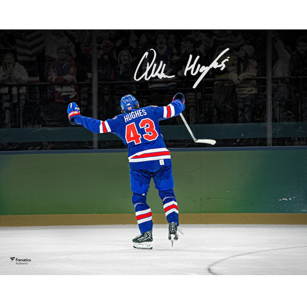 Quinn Hughes USA Hockey Autographed 16" x 20" 2026 Winter Olympics Quarterfinals OT GWG Photograph - PRE SALE (ships by November 2026)-Powers Sports Memorabilia