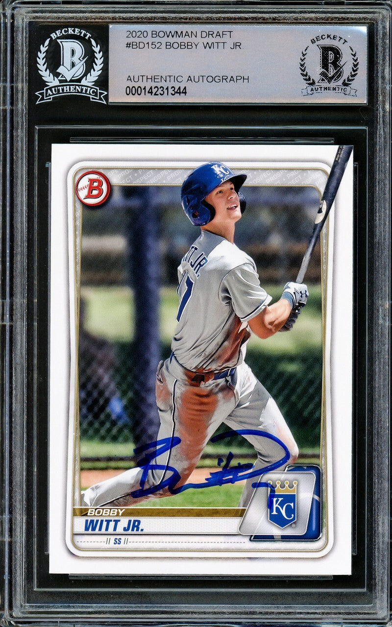 Bobby Witt Jr. Autographed 2020 Bowman Draft Rookie Card #BD-152 Kansas City Royals Beckett BAS-Powers Sports Memorabilia