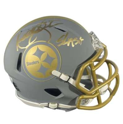 Kordell Stewart Signed Pittsburgh Steelers Slate Mini Helmet w/ Slash Beckett Authenticated-Powers Sports Memorabilia