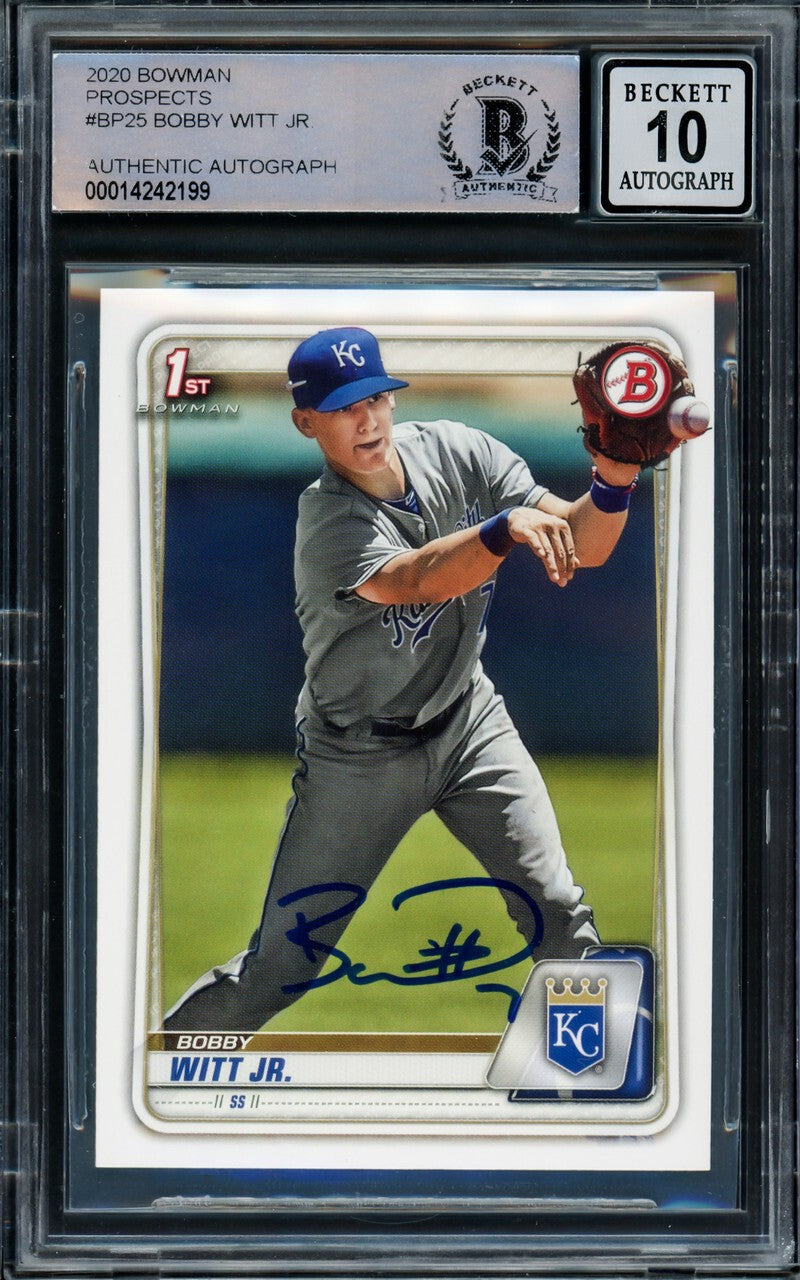 Bobby Witt Jr. Autographed 2020 1st Bowman Paper Prospects Rookie Card #BP-25 Kansas City Royals Auto Grade Gem Mint 10 Beckett BAS-Powers Sports Memorabilia