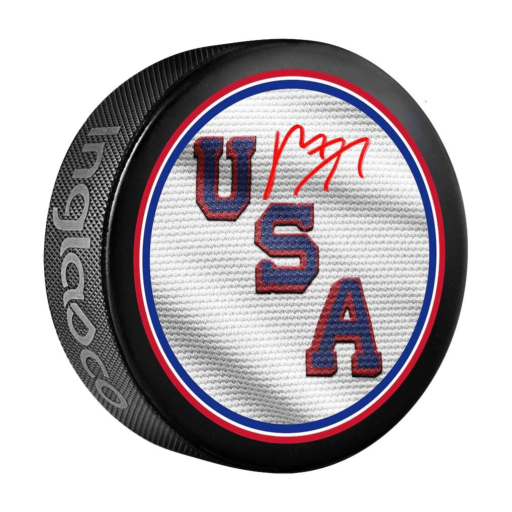 Matthew Tkachuk Team USA Autographed 2026 Winter Olympics Hockey Puck PRE SALE (ships by November 2026)-Powers Sports Memorabilia