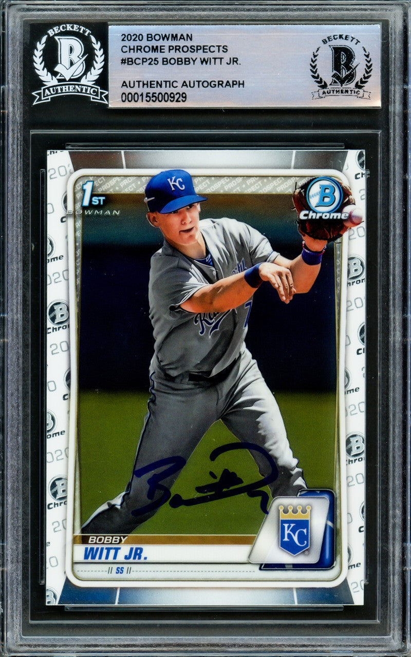 Bobby Witt Jr. Autographed 2020 1st Bowman Chrome Rookie Card #BCP-25 Kansas City Royals Beckett BAS-Powers Sports Memorabilia