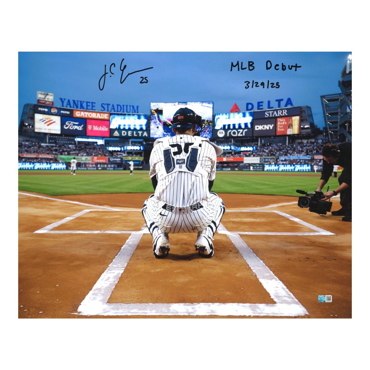 JC Escarra New York Yankees Signed Inscribed MLB Debut 16x20-Powers Sports Memorabilia