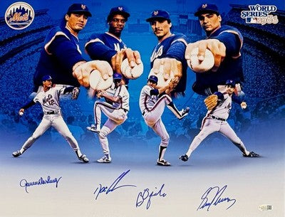 Gooden Darling Ojeda Fernandez Mets Starting 4 Signed 16x20 Photo Edit JSA Witness Authenticated-Powers Sports Memorabilia