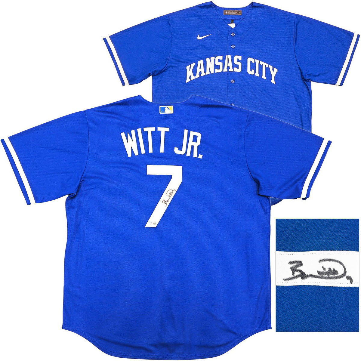 Kansas City Royals Bobby Witt Jr. Autographed Blue Nike Jersey Size XL Beckett BAS Witness-Powers Sports Memorabilia
