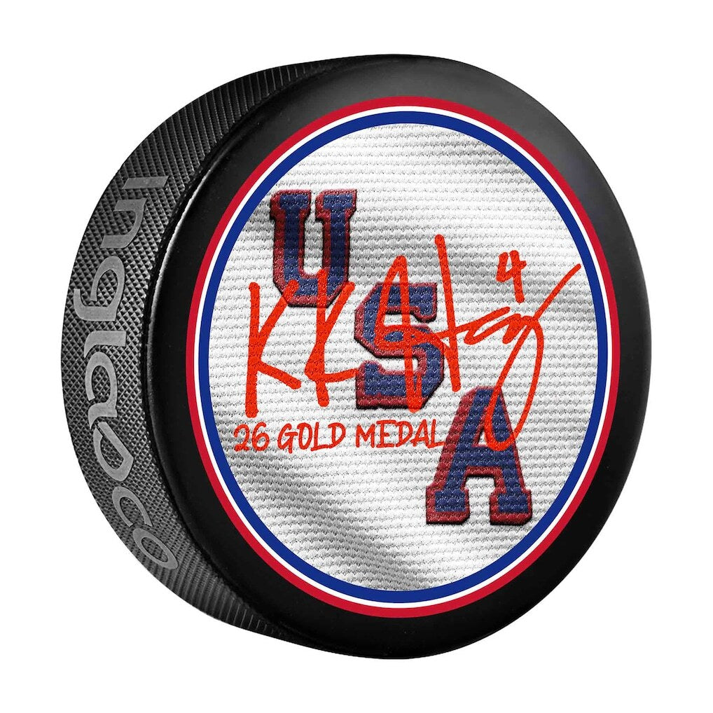 Caroline Harvey Team USA Autographed 2026 Winter Olympics Hockey Puck with "26 Gold Medal" Inscription PRE SALE (ships by November 2026)-Powers Sports Memorabilia