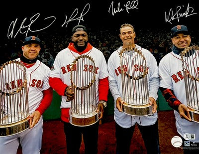 Pearce Ortiz Lowell Ramirez Signed Red Sox WS MVP 16x20 Photo Beckett W Beckett Authenticated-Powers Sports Memorabilia