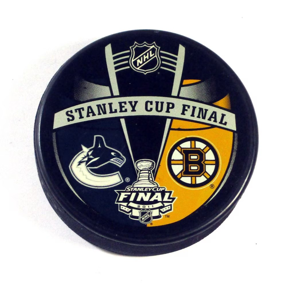 Boston Bruins 2011 Stanley Cup Finals Matchup Logo Puck-Powers Sports Memorabilia