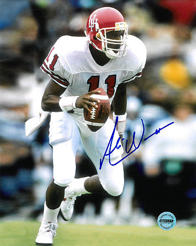 Andre Ware Autographed Houston Cougars 8x10 Photo (white jersey-Heisman)-Powers Sports Memorabilia