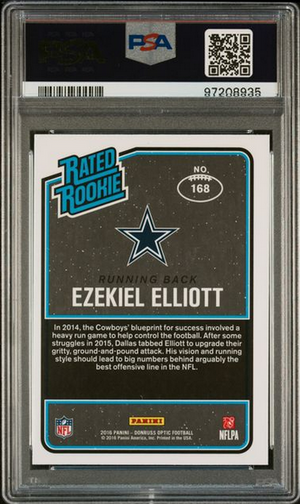 Ezekiel Elliott 2016 Donruss Optic #168 Auto PSA Mint 9 Rookie Card - PSA Cert #97208935-Powers Sports Memorabilia
