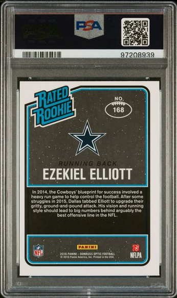 Ezekiel Elliott 2016 Donruss Optic Pink #168 Auto PSA Mint 9 Rookie Card-Powers Sports Memorabilia