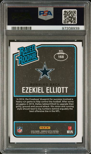 Ezekiel Elliott 2016 Donruss Optic Pink #168 Auto PSA Mint 9 Rookie Card-Powers Sports Memorabilia