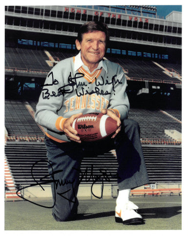 Johnny Majors Autographed Tennessee Volunteers Vintage 8x10 Photo To John Best Wishes (coaching)-Powers Sports Memorabilia