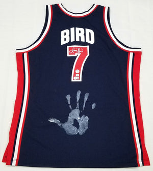 Larry Bird Autographed Boston Celtics NBA 1992 USA Dream Team Mitchell & Ness Authentic Jersey With Hand Print Beckett Witnessed-Powers Sports Memorabilia