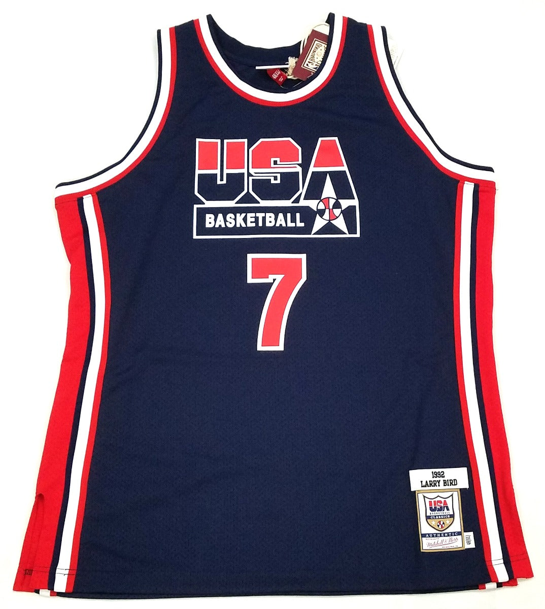 Larry Bird Autographed Boston Celtics NBA 1992 USA Dream Team Mitchell & Ness Authentic Jersey With Hand Print Beckett Witnessed-Powers Sports Memorabilia