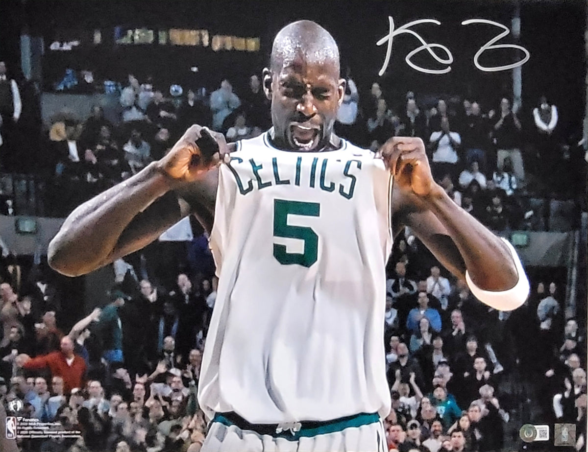 Kevin Garnett Autographed Boston Celtics 16x20 Photo Beckett Witnessed-Powers Sports Memorabilia