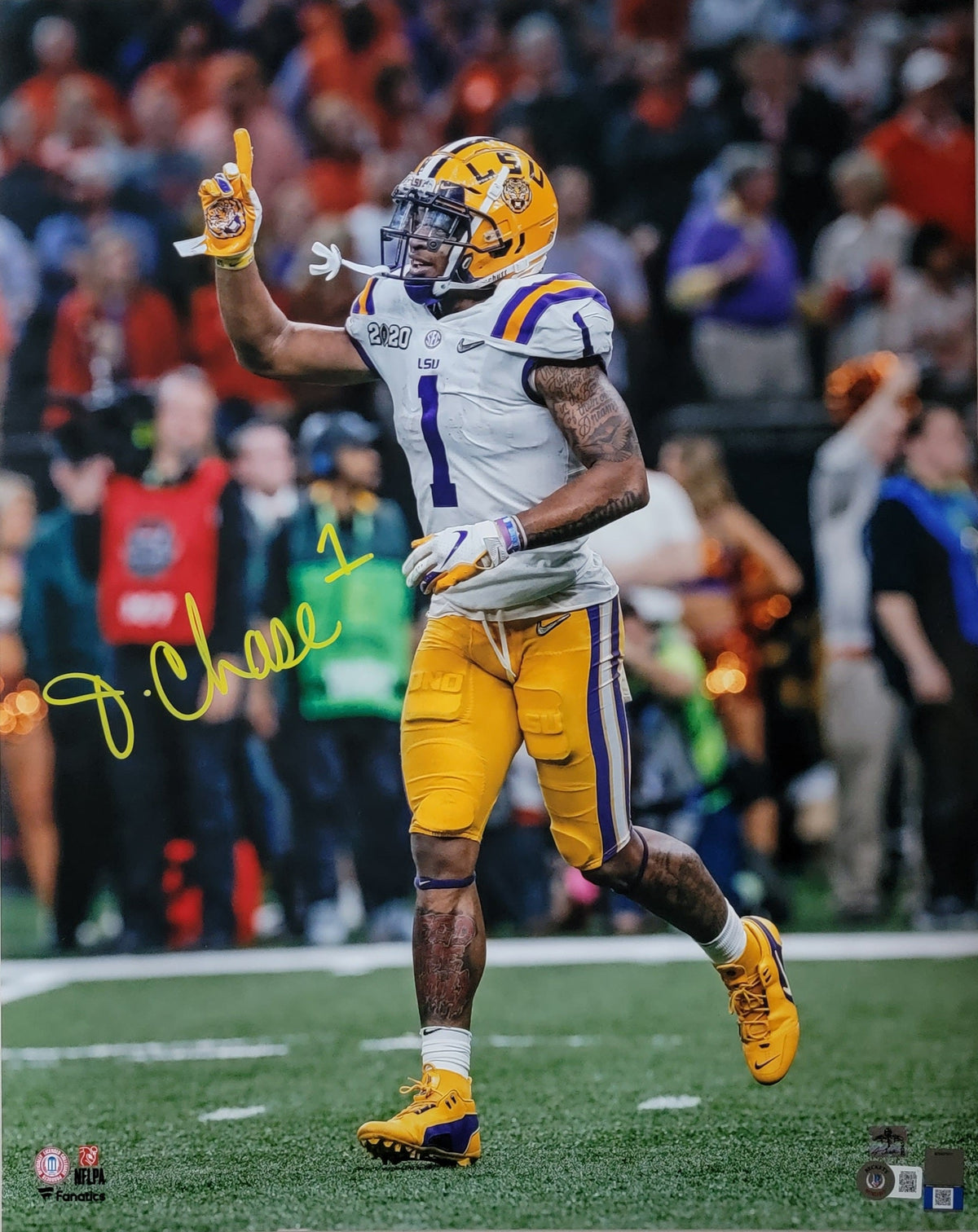 Ja'Marr Chase Signed LSU Tigers 16X20 Photo Beckett Witnessed 2020 National Championship-Powers Sports Memorabilia