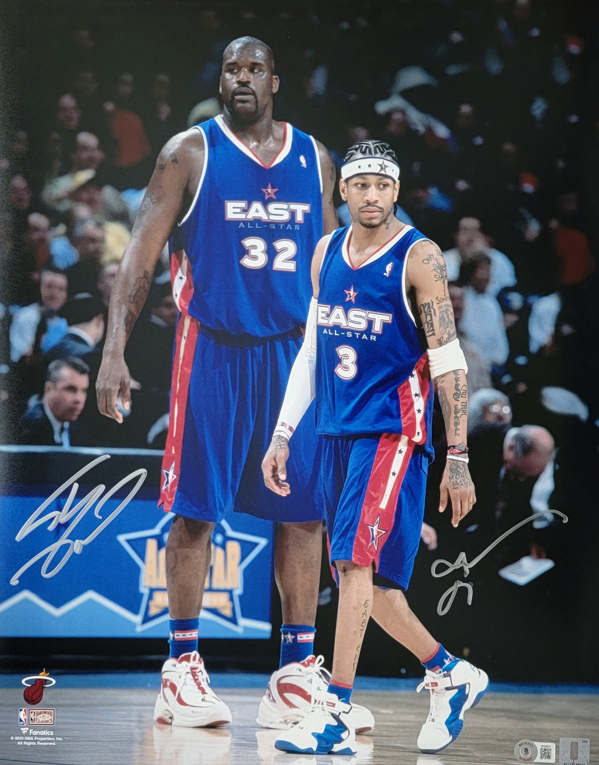 Shaquille O'Neal & Allen Iverson Signed Miami Heat Philadelphia 76ers All Star Game 16x20 Photo - Beckett-Powers Sports Memorabilia