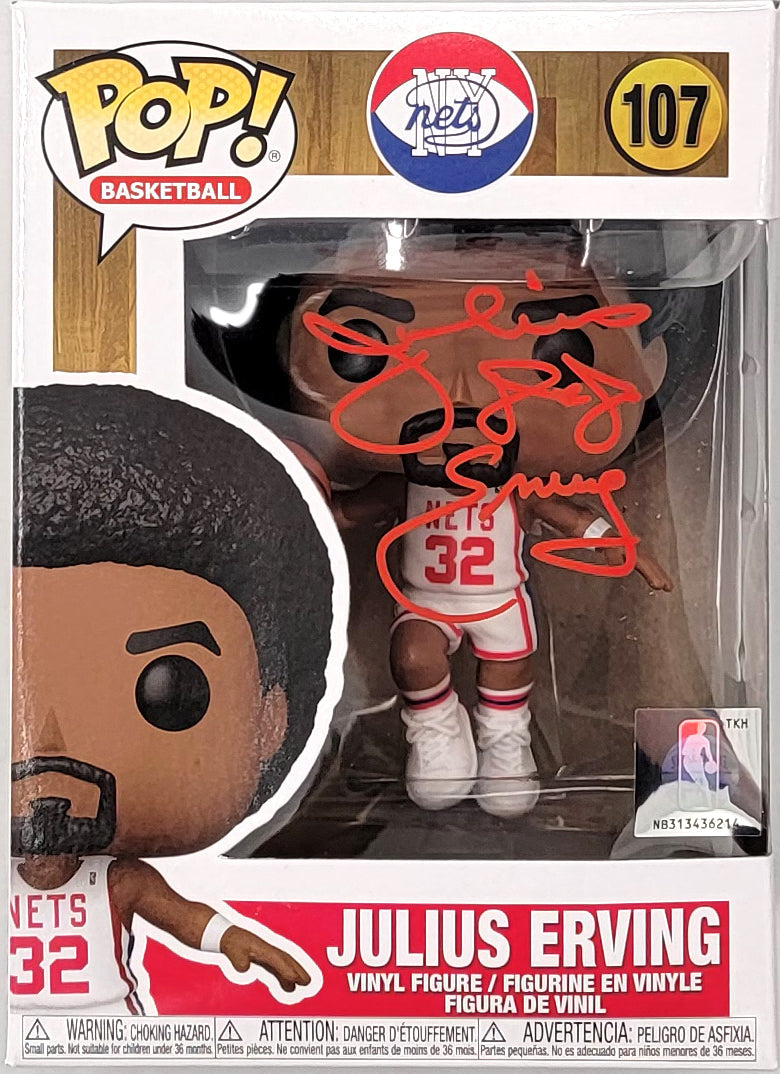 Julius Dr. J Erving Signed ABA New York Nets Funko Pop Beckett Witnessed RED-Powers Sports Memorabilia