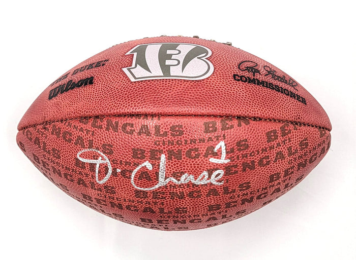 Ja'Marr Chase Signed Cincinnati Bengals 2023 Engraved NFL Duke Football - Beckett-Powers Sports Memorabilia