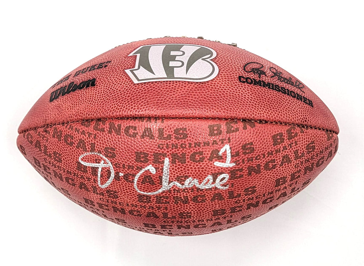 Ja'Marr Chase Signed Cincinnati Bengals 2023 Engraved NFL Duke Football - Beckett-Powers Sports Memorabilia