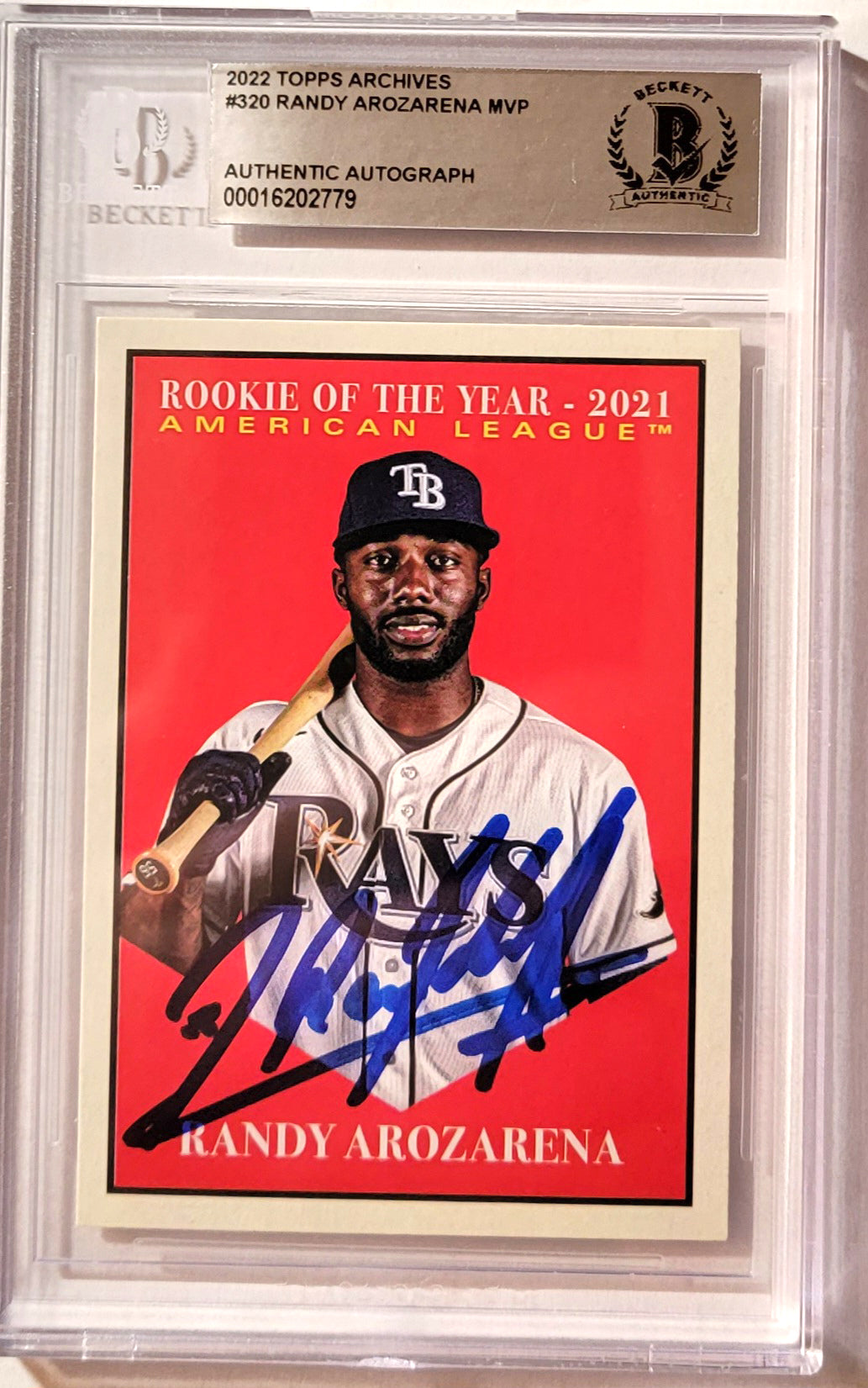 Randy Arozarena Signed Tampa Rays Encapsulated 2022 Topps #320 Card Beckett 00016202779-Powers Sports Memorabilia