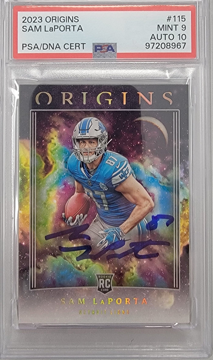 2023 Sam LaPorta Signed Panini Origins Rookie Card - PSA Graded | Detroit Lions-Powers Sports Memorabilia