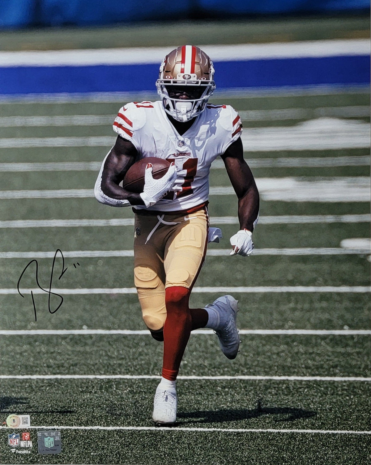 Brandon Aiyuk Signed San Francisco 49ers 16X20 Photo Beckett Witnessed White Jersey-Powers Sports Memorabilia