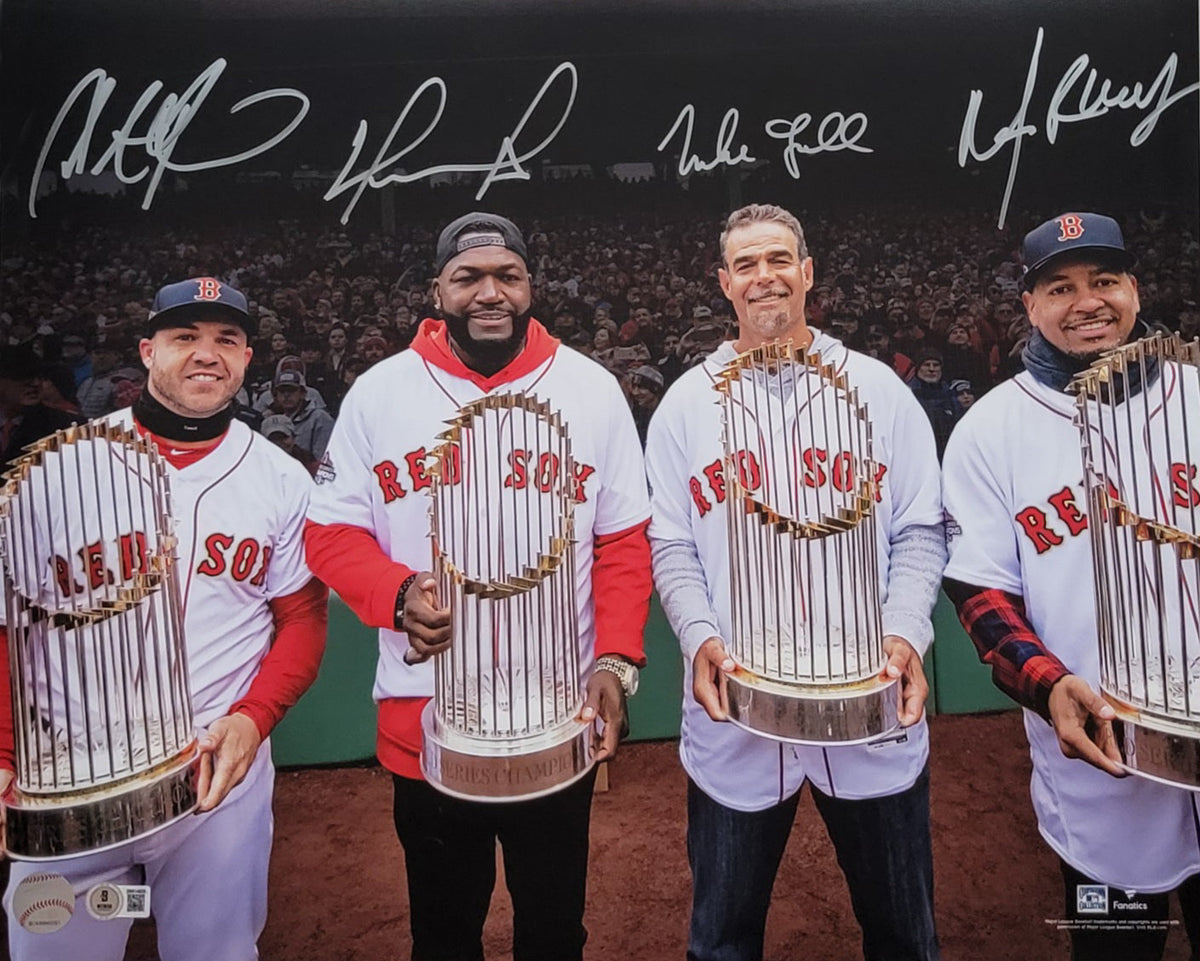 David Ortiz Manny Ramirez Lowell Pearce Signed Boston Red Sox WS MVP's 16x20 Photo Beckett-Powers Sports Memorabilia
