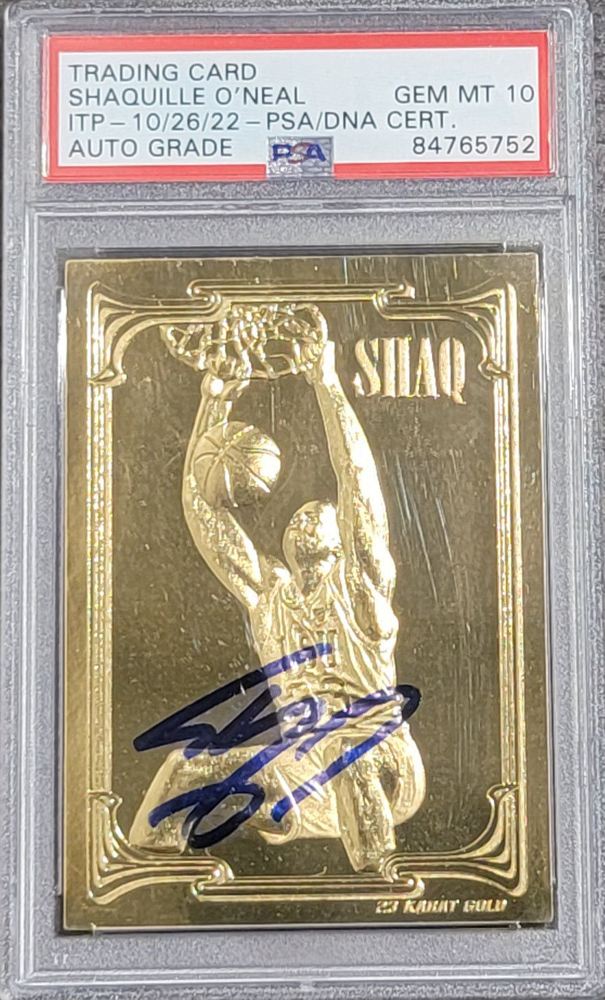 Shaquille O'Neal Signed LSU Tigers 1994 Classic 23 Karat Gold Rookie Card - PSA AUTO GRADE GEM MT. 10-Powers Sports Memorabilia