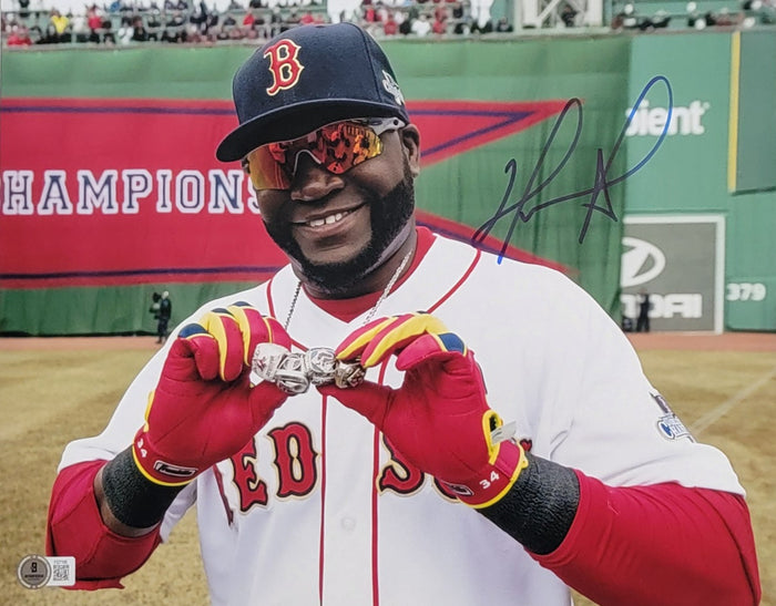 David Ortiz Signed Boston Red Sox World Series Rings 11X14 Photo - Beckett-Powers Sports Memorabilia