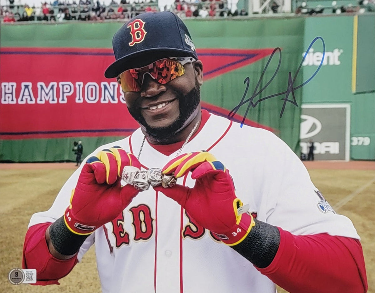 David Ortiz Signed Boston Red Sox World Series Rings 11X14 Photo - Beckett-Powers Sports Memorabilia