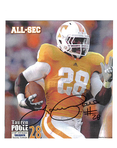 Tauren Poole Autographed Tennessee Volunteers All SEC 8.5x11 Photo #28-Powers Sports Memorabilia