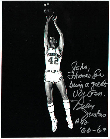 Billy Justice Autographed Tennessee Volunteers Vintage B&W 8x10 Photo #42 To John '66-'69-Powers Sports Memorabilia