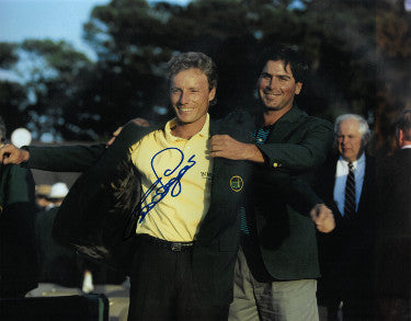 Bernhard Langer Autographed PGA 11x14 Photo- JSA Hologram (1993 Augusta National Masters Championship green jacket w/ Fred Couples)-Powers Sports Memorabilia