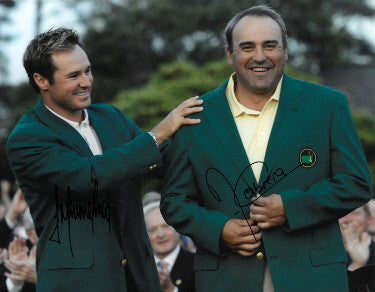 Angel Cabrera & Trevor Immelman dual Autographed PGA 11x14 Photo- JSA Holo #DD32782 (2009 Augusta National Masters green jacket)-Powers Sports Memorabilia
