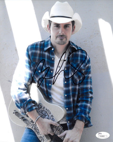 Brad Paisley Autographed 8x10 Photo- JSA Hologram #T40889 (with guitar)-Powers Sports Memorabilia