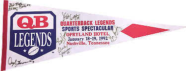 Bill Wade Autographed NFL QB Legends Vintage Pennant- 6 sigs JSA Bert Jones/Daryle Lamonica/Charley Johnson/Steve Grogan/Greg Landry-Powers Sports Memorabilia