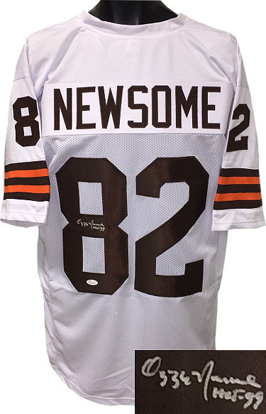 Ozzie Newsome Autographed White TB Custom Stitched Pro Style Football Jersey HOF 99 XL- JSA Hologram-Powers Sports Memorabilia