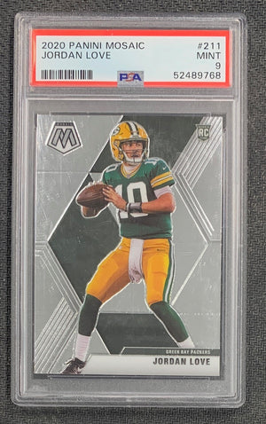 Jordan Love 2020 Panini Mosaic Football Rookie Card RC #211 PSA 9-Powers Sports Memorabilia