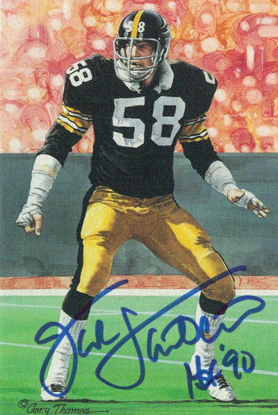 Jack Lambert Pittsburgh Steelers Signed Golf Ball - Goal Line Art Blue HOF JSA JSA-Powers Sports Memorabilia