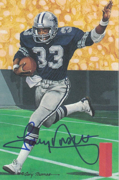 Tony Dorsett Signed Dallas Cowboys Goal Line Art Card Blue – JSA Authenticated-Powers Sports Memorabilia